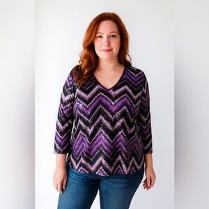 Cherov Size 2X Purple Sequin Blouse